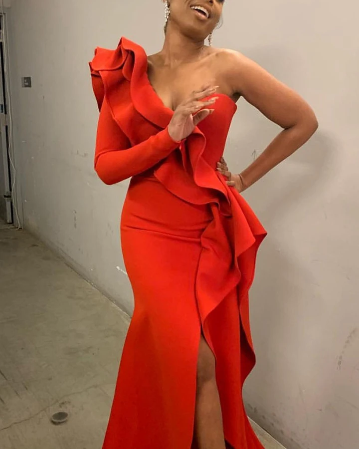 Prom Party Dress Ruffled Solid Color Wrapped Evening Dress cg18434