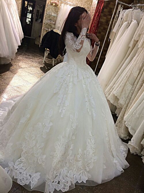 wedding dress Long Sleeves lace Prom Dress cg18514