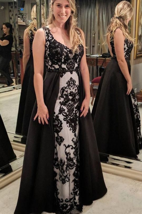 Hot Selling Black Appliques Sheath Prom Dresses cg18526