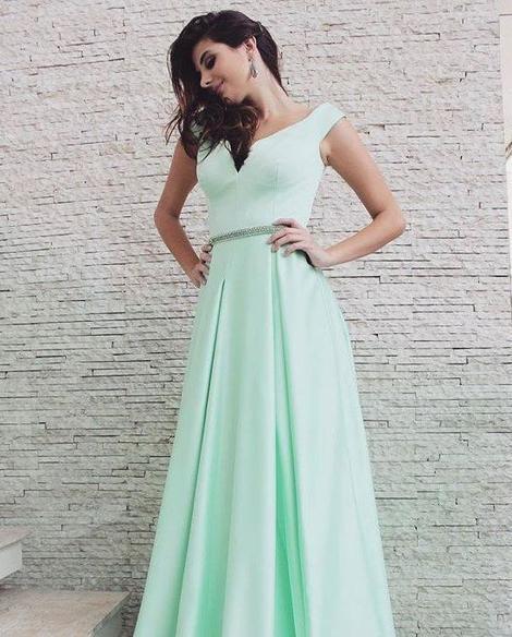 Light Green Satin Beading Prom Dress Formal Dress, cg18809