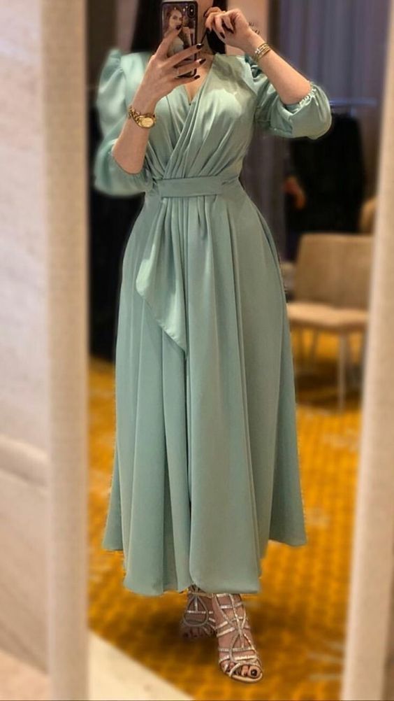 V-Neck Long Sleeves Prom Dresses cg18919