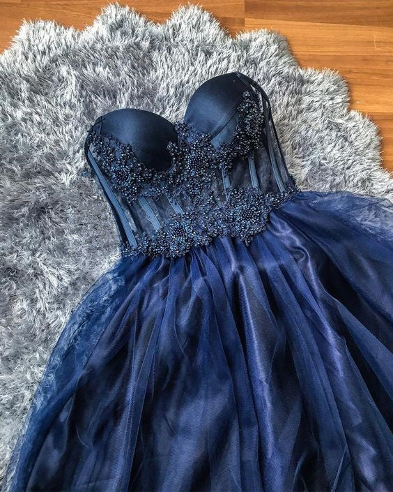 Prom dress, ball gown, formal dress, evening gown, navy blue evening dress cg18942