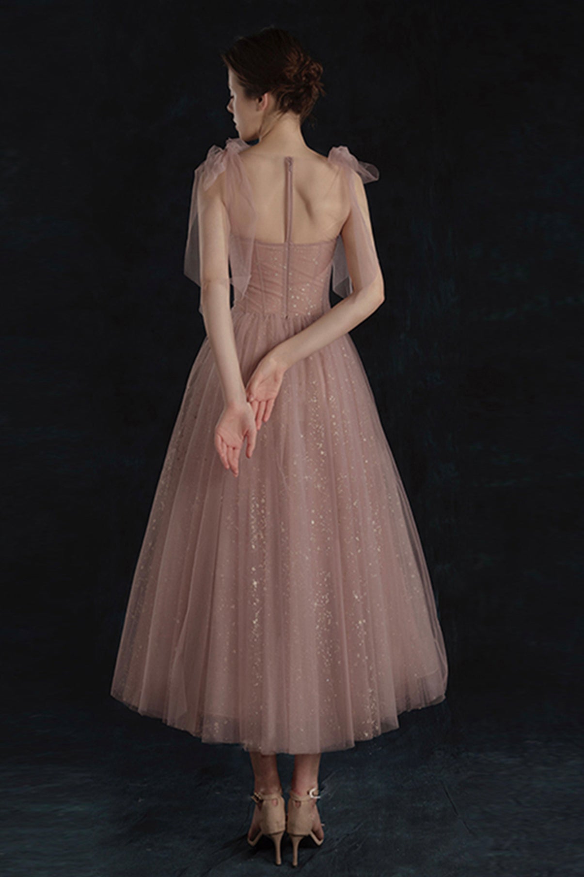 PINK TULLE A LINE SHORT PROM DRESS PINK EVENING DRESS cg18961