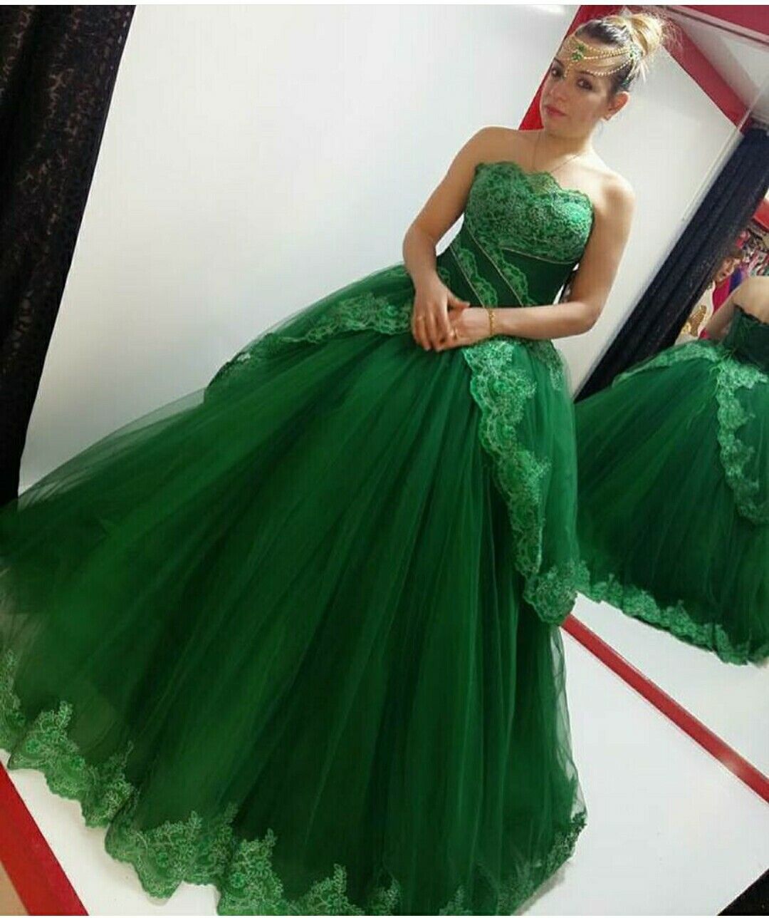 Lace prom dress A line evening dress cg18977