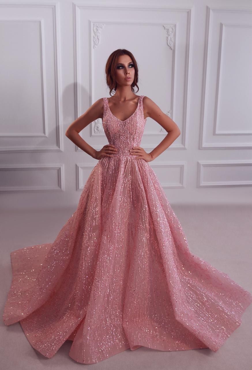 Pink prom dress A line evening dress cg18979