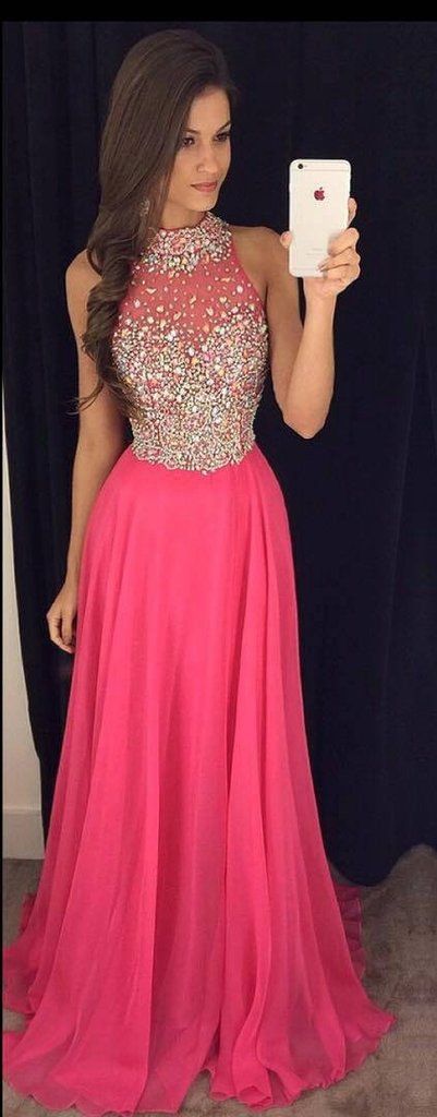 Pink Prom Dress with Top Beading, Prom Dresses,Graduation Party Dresses, Prom Dresses For Teens cg19014
