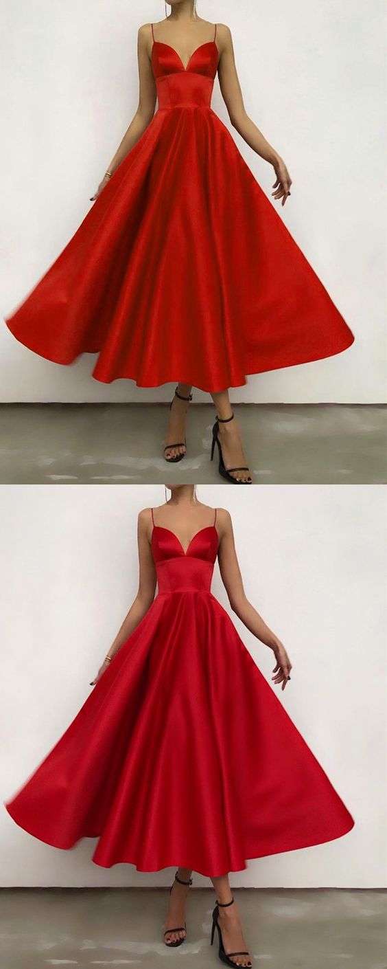 Cute A-line Plunge Neck Satin Ball Gown Party Dresses For Semi Formal Occasions prom dress cg19025