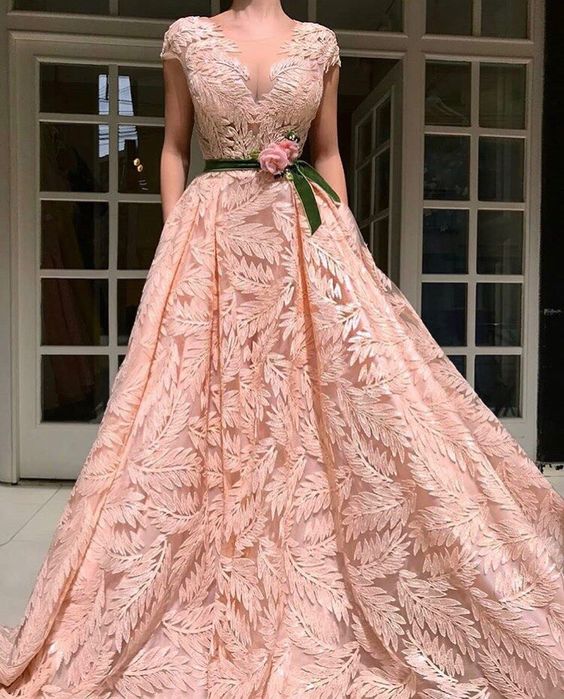 Charming V Neckline,Sexy A Line Prom Dress , Floor Length ,Sexy 3D Flower Applique cg16076