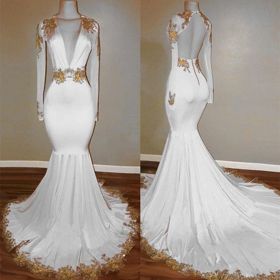 mermaid evening dresses white prom dress formal gowns cg19121
