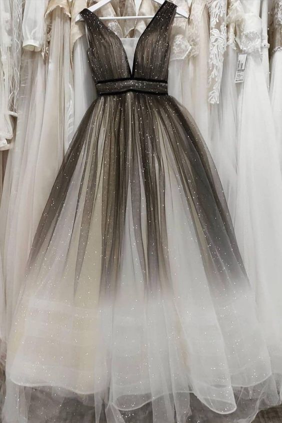 Ombre Brown Tulle Long prom dress Ball Gown cg19215