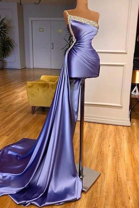 Sexy One Shoulder Short Prom Party Dress with Detachable Skirt Shiny Beaded Top Formal Women Dresses Custom Made cg19300