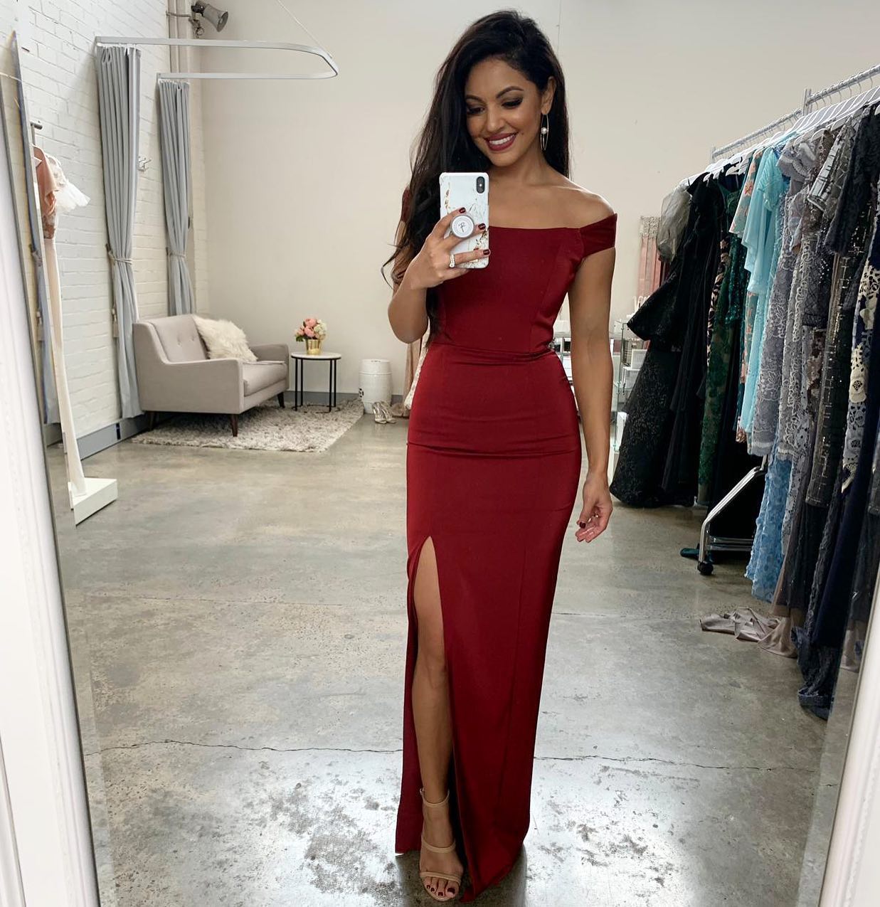 Elegant Long Prom Dresses burgundy evening dress cg19320