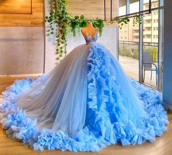 Blue ball gown fashion new Prom Dress cg19445