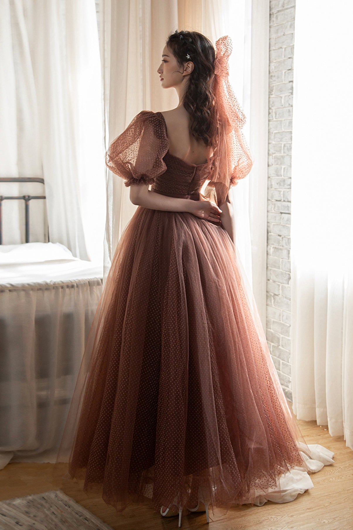 CUTE TULLE A LINE PROM DRESS CUTE EVENING DRESS cg19456