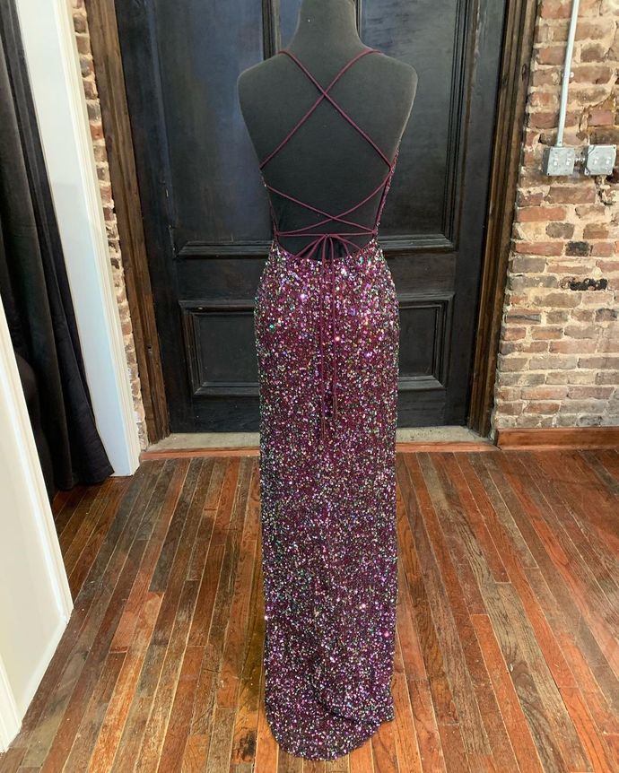 Sparkle Mermaid Sequined Long Formal Dress with Slit Prom Gown cg19501