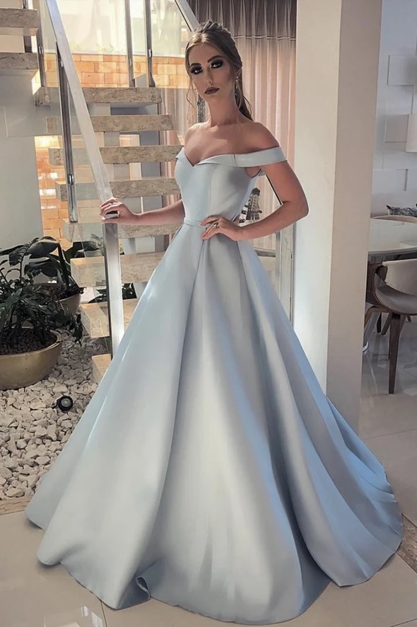 Simple satin long A line prom dress evening dress cg19583