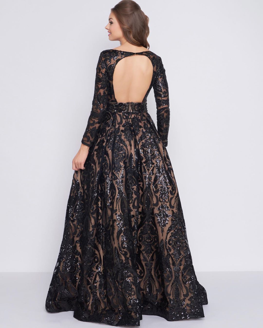 V-Neck Long Sleeve Prom Dresses, Long Prom Dress, Simple prom dress cg19590