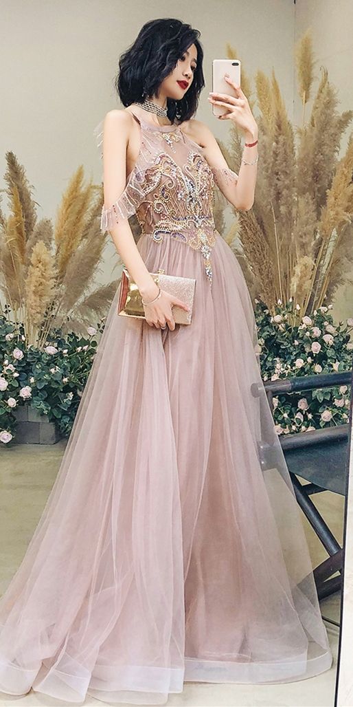 halter beaded champagne long formal dress party dress prom dress 2021 cg19738