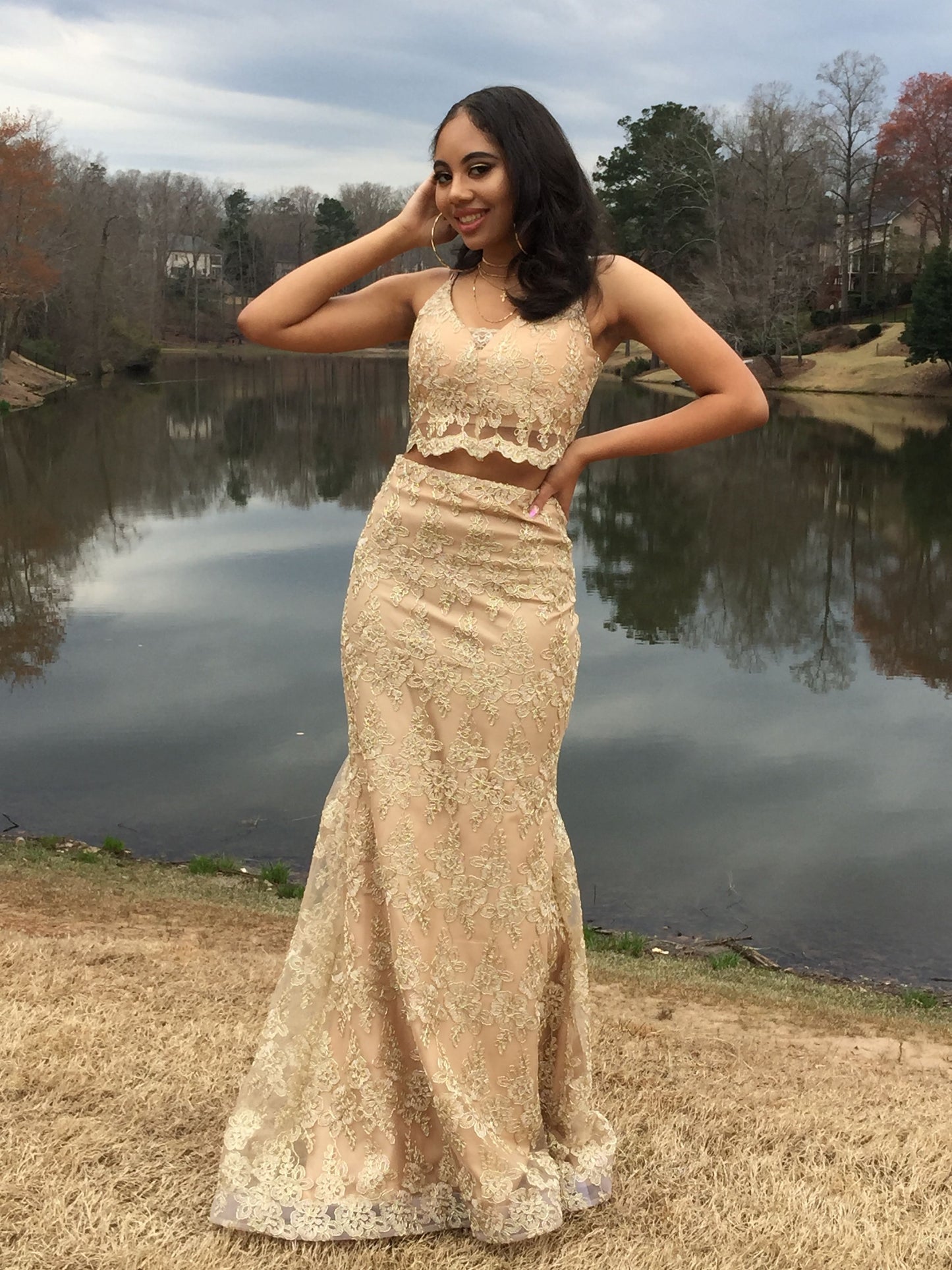 Prom Dresses two piece Lace Mermaid eveningDresses cg19806