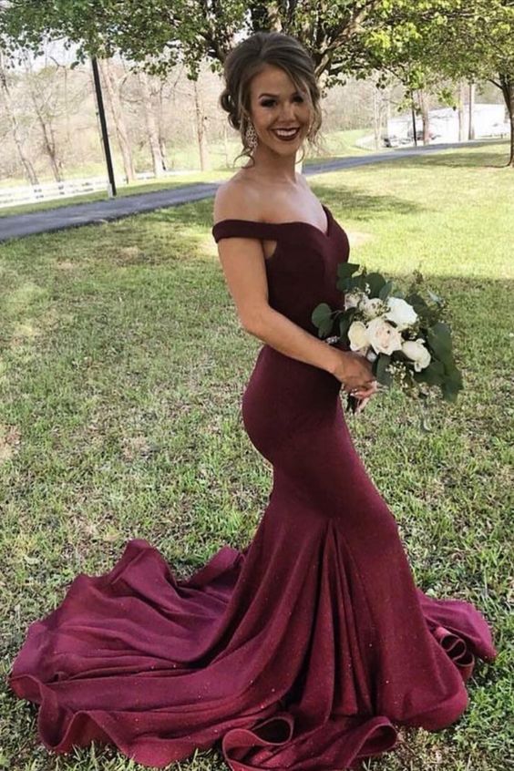 Burgundy Mermaid Prom Dress cg19817