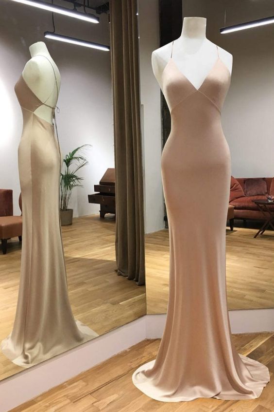 simple halter mermaid prom dress 2021, cheap long prom dress, straps long formal dress, cg19897