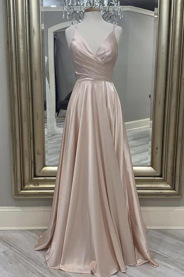 satin long A line prom dress simple evening dress cg19898