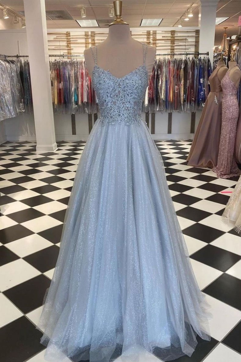 Gray tulle lace long prom dress gray tulle formal dress cg19929