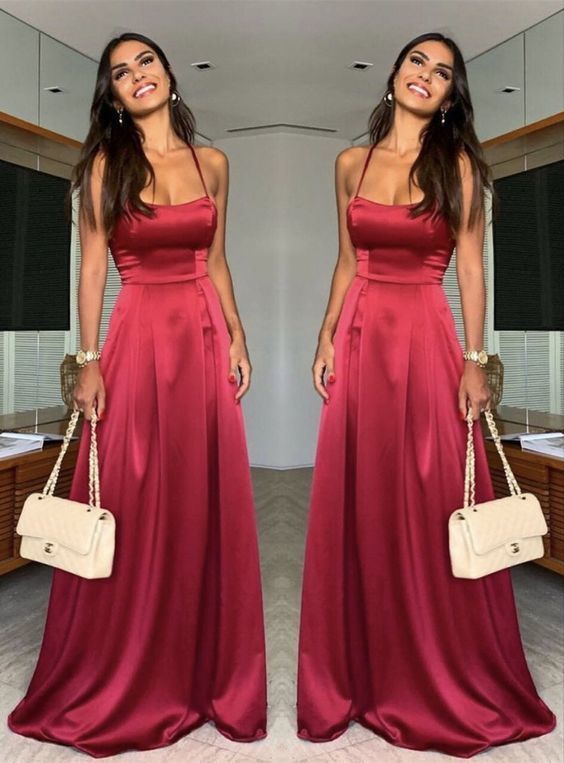 Elegant long burgundy soft satin prom dresses cg19936