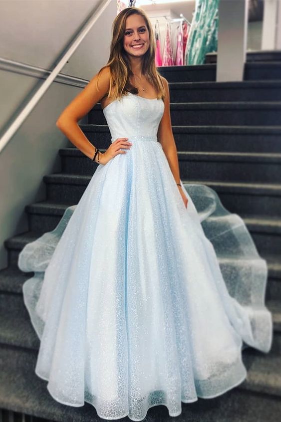 A-line light blue long prom dress 2021 formal dress cg19981