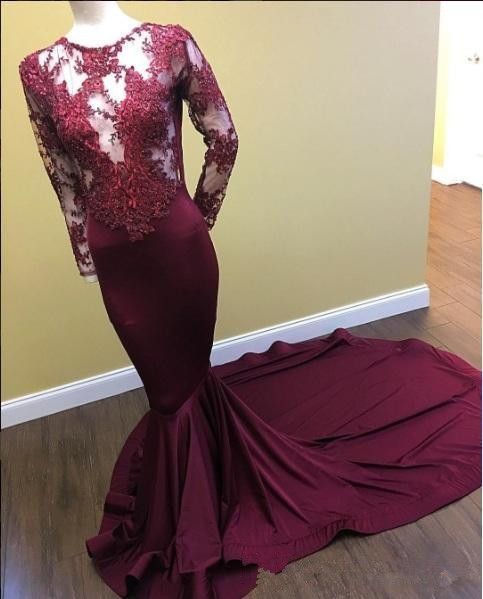 Illusion Bodice Mermaid Prom Dress With Long Sleeves cg19992