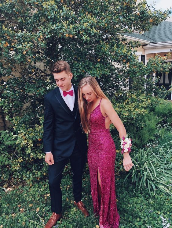 Spaghetti Straps Memaid Long Prom Dress With Split cg20013