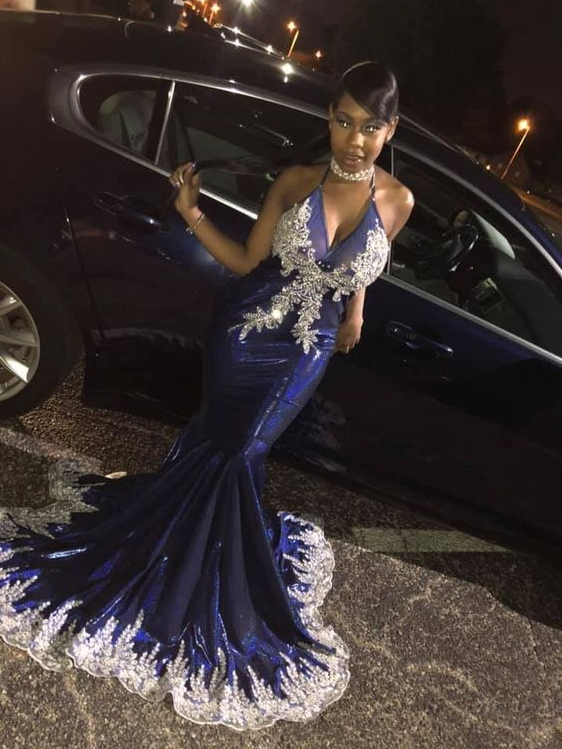 Halter Mermaid Long Prom Dress With Lace, Sexy Prom Dress cg20019