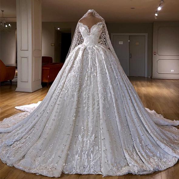 Luxury Beaded A-Line Wedding Dress Sweetheart Lace Appliques Wedding Gowns Custom Make Handmade Bridal Dress Prom Dress cg20064