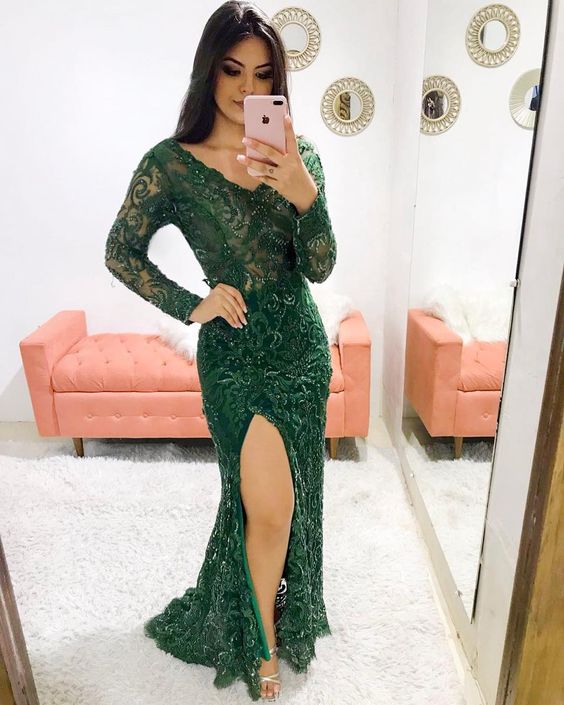 green Custom evening Dress Prom Dress cg20068