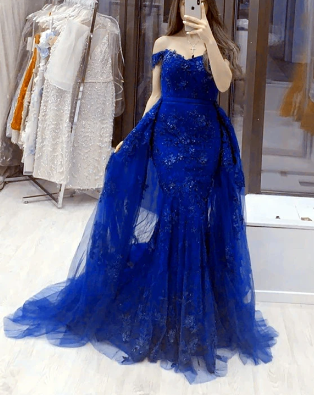 Lace Mermaid Prom Dresses Removable Skirt cg20125