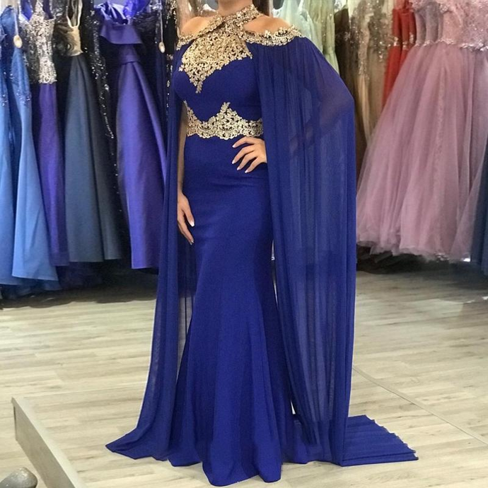 Evening Dresses Royal Blue Mermaid Prom Dresses With Appliques Long Special Formal Evening Gown cg20153