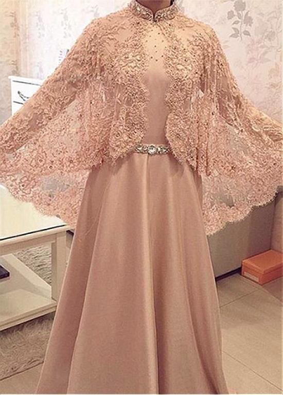 Attractive Tulle Illusion High Neckline Women's Jacket With Beaded Lace Appliques prom dresses cg19210