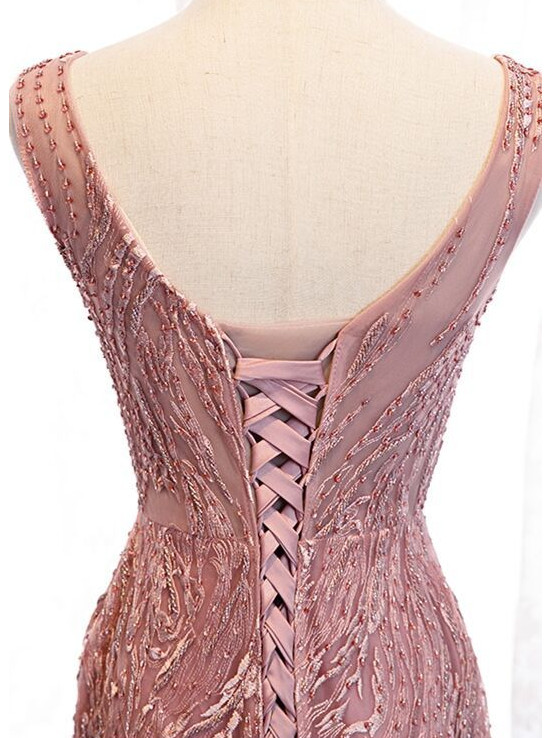 mermaid blush pink long formal dress evening dress prom dress cg20228