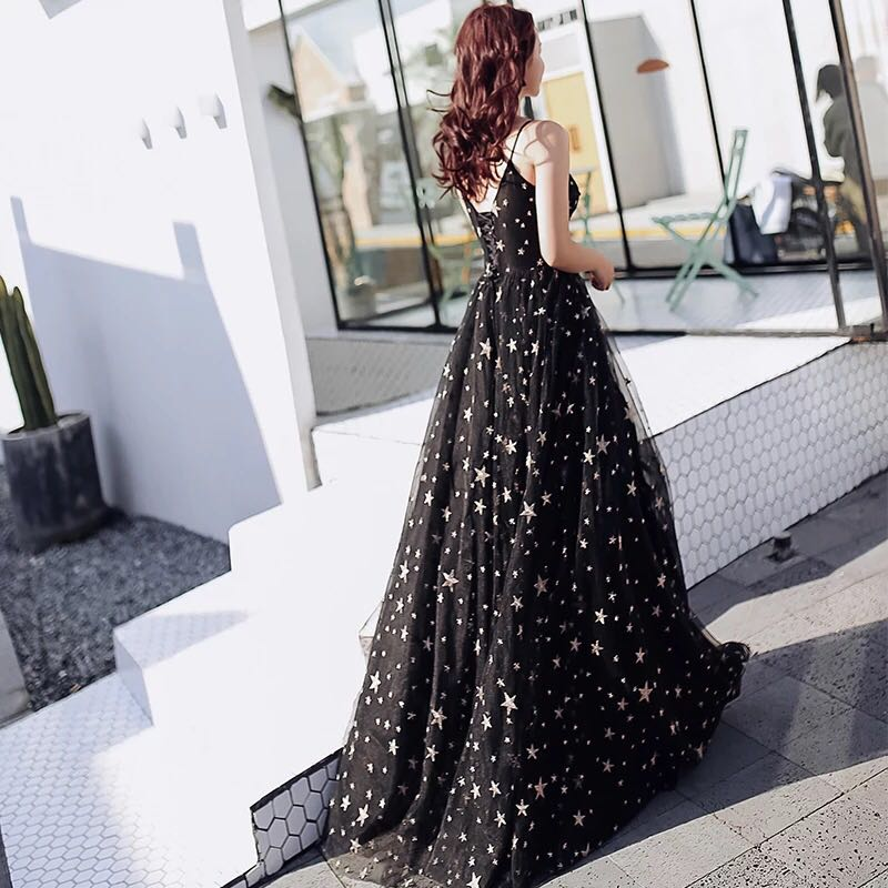 Sexy Black Sweetheart Tulle Long Party Dress, Chic Black Evening Dress Prom Dress cg20335