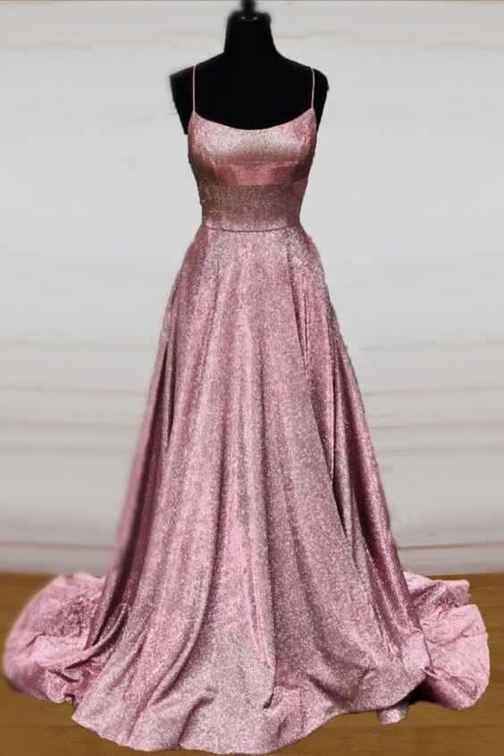 Long Pink Prom Glitter Dresses Leg Split Formal Evening Gown For Women cg20375