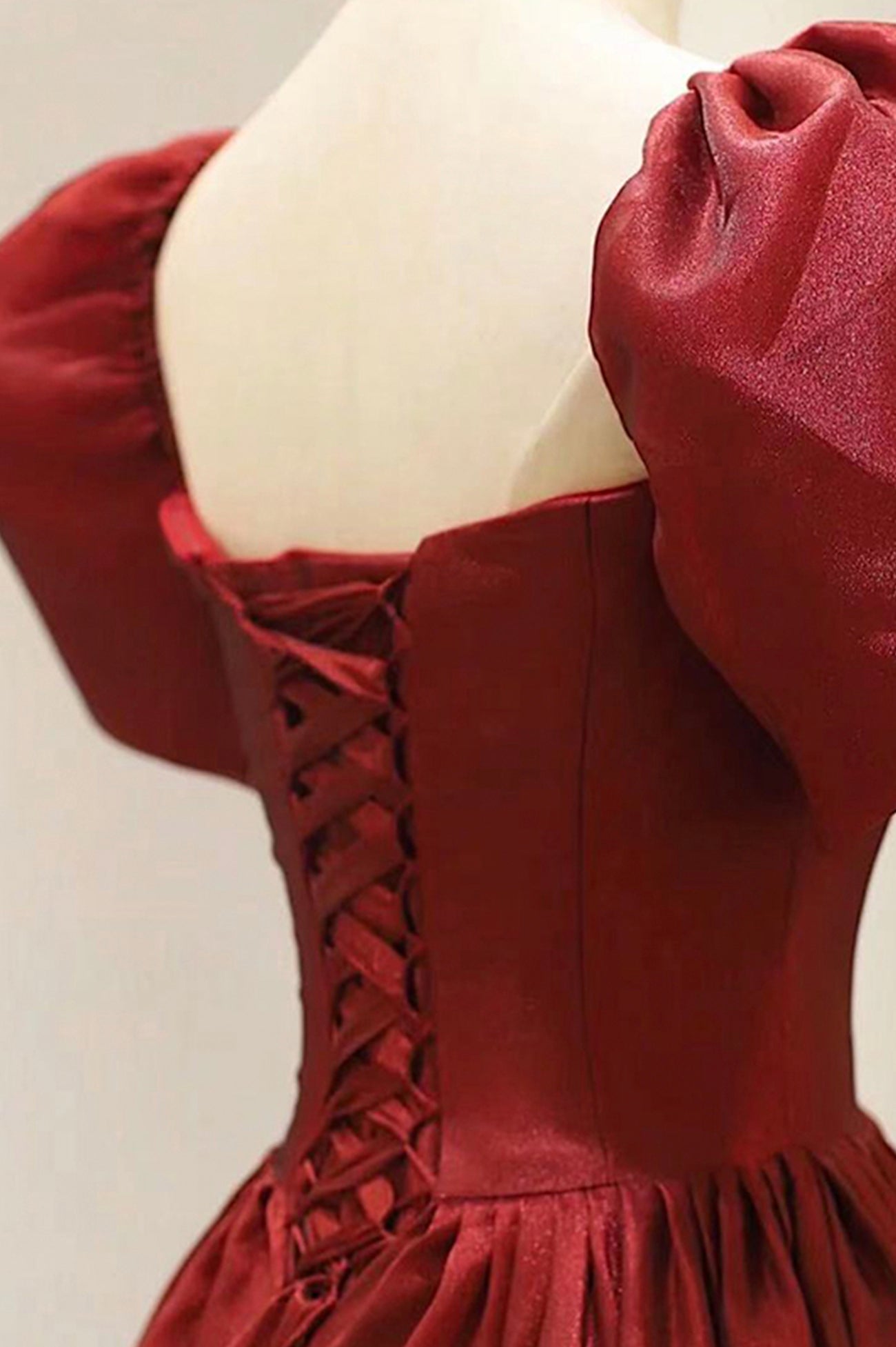 BURGUNDY A LINE SHORT PROM DRESS CUTE EVENING DRESS cg20385