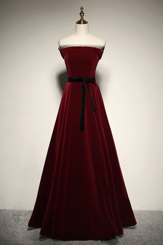 2021 Burgundy Velvet Long Prom Dress formal dress cg20390 cg20390