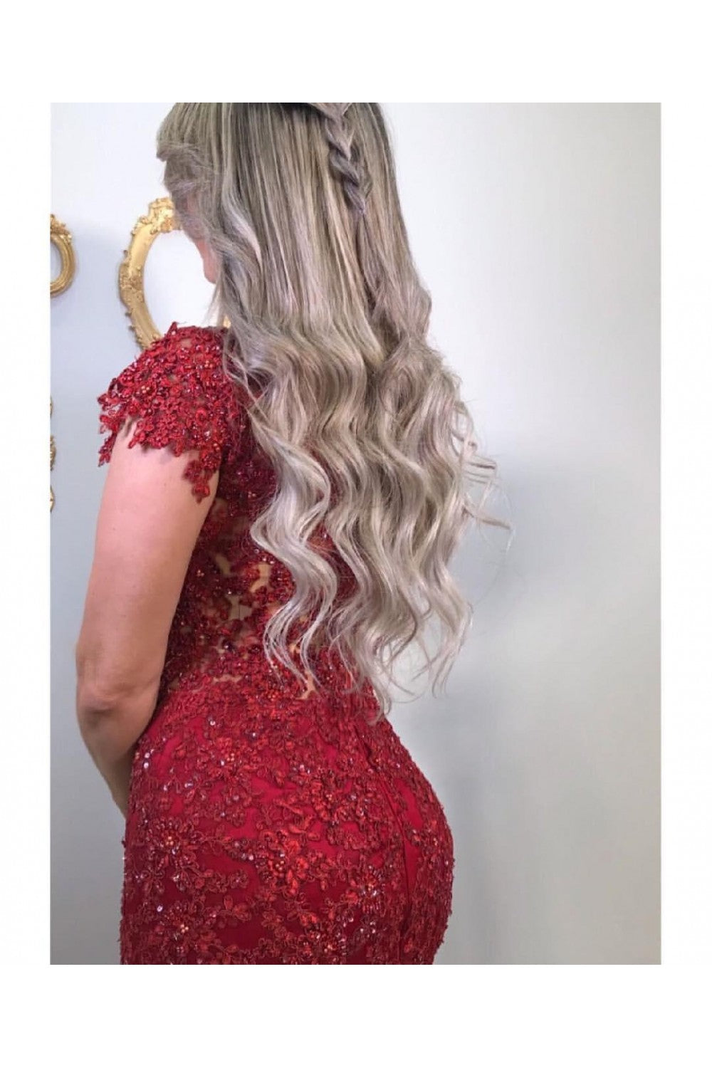 Mermaid Beaded Lace Long Mother of the Bride Dresses Prom Dress cg20392