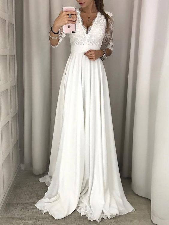 Lace Splicing Maxi Evening Dress Long Formal Dress Prom Dress cg20407