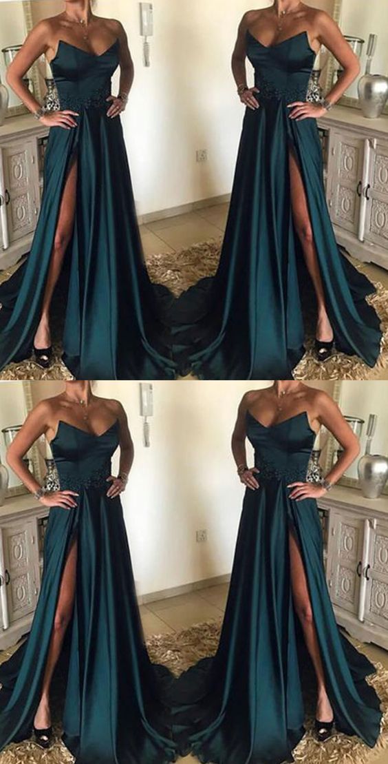 olive green strapless evening dress long long prom dress cg20417