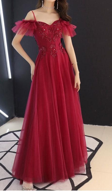 Off The Shoulder Tulle Long Prom Dresses cg20459