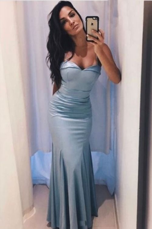 Mermaid Spaghetti Straps Long Prom Dresses Formal Evening Gowns cg20570