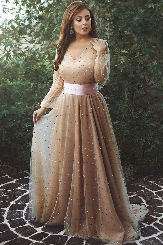 Delicate Tulle V-neck Neckline Floor-length A-line Evening Dresses prom gown cg20589