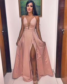 Illusion Plunging Neck Prom Dress With Slit cg20595