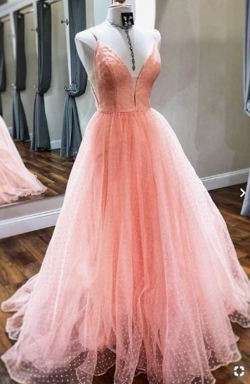 A-line Straps Pink Long Prom Dress Ball Gown cg20599